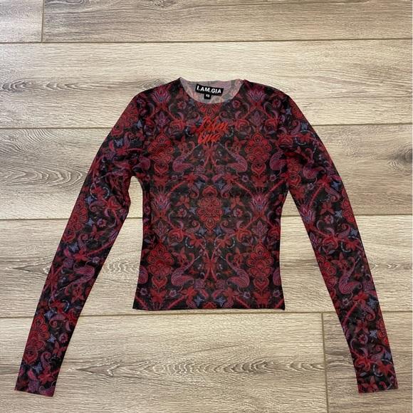 I.Am.Gia Silene Sheer Tattoo Long Sleeve Top Size XS - Picture 3 of 9
